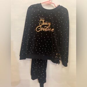 Juicy Couture Little Girls Satin-Trim Printed Velour Sweatshirt and Joggers Set